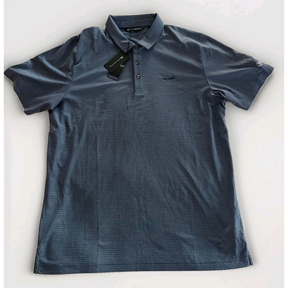 Travis Mathew Zinna 2.0 Golf Polo Corona Beer Logo Men's XL Blue Striped